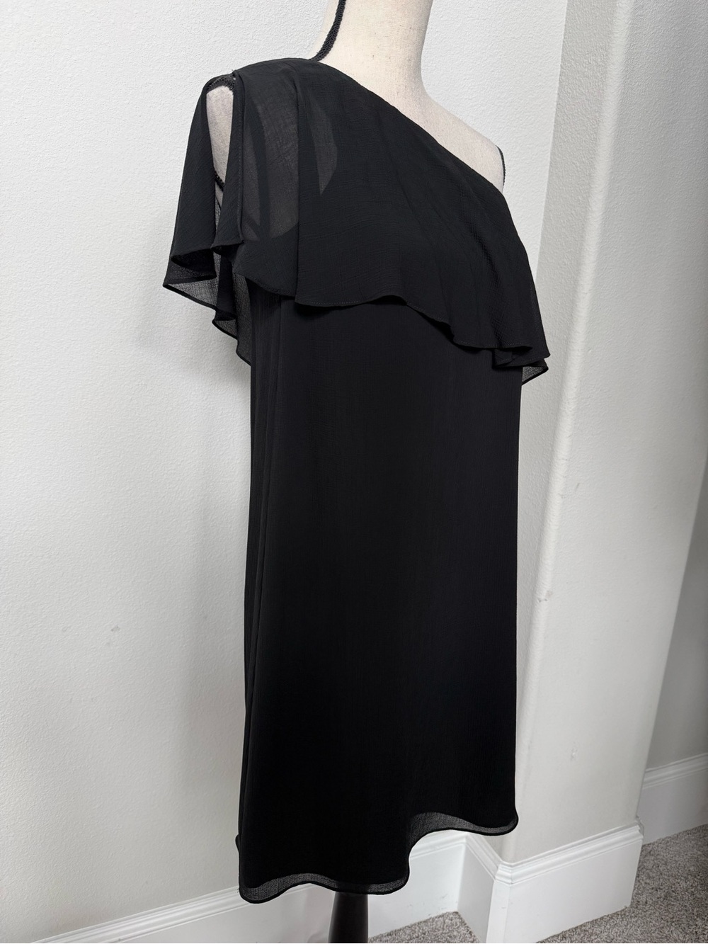 Cece One-Shoulder Black Ruffle Dress - Picture 3 of 11